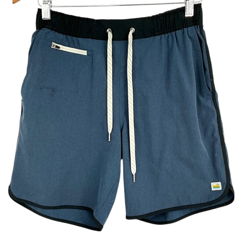 Vuori Banks Shorts Azure Linen Texture Drawstring Pockets Size Small S - Picture 1 of 7
